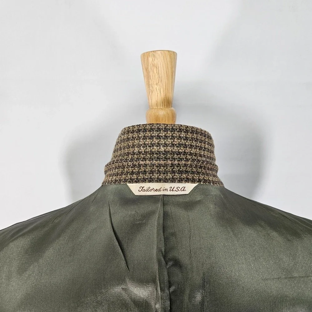 Stafford Men's Tweed Sport Coat Blazer‎ Three Button Brown Lambs Wool 48L